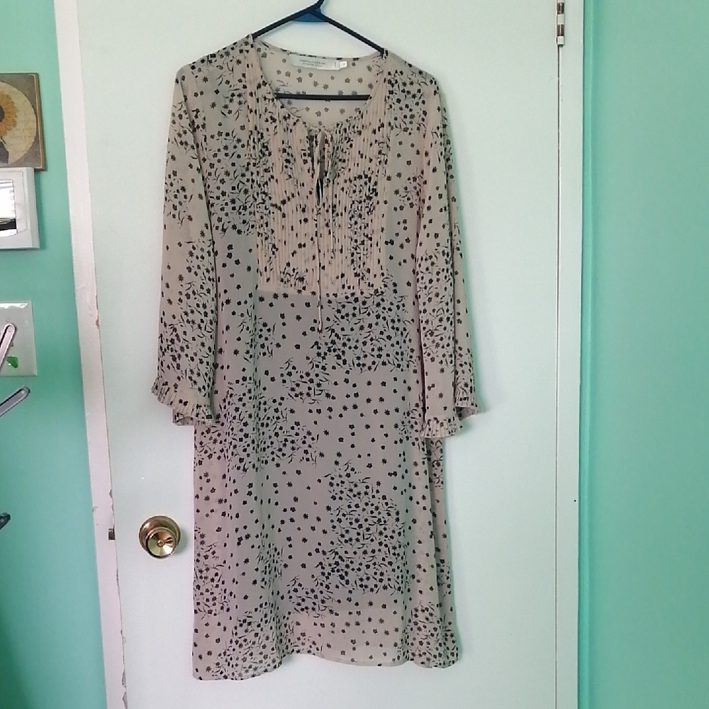🍁Contemporaine Simons Beige and Black Patterned Dress